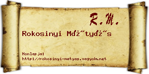 Rokosinyi Mátyás névjegykártya